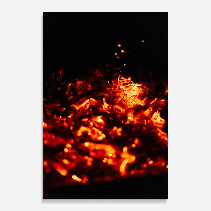 Nur Für Kurze Zeit Glasbild Fire Coal
