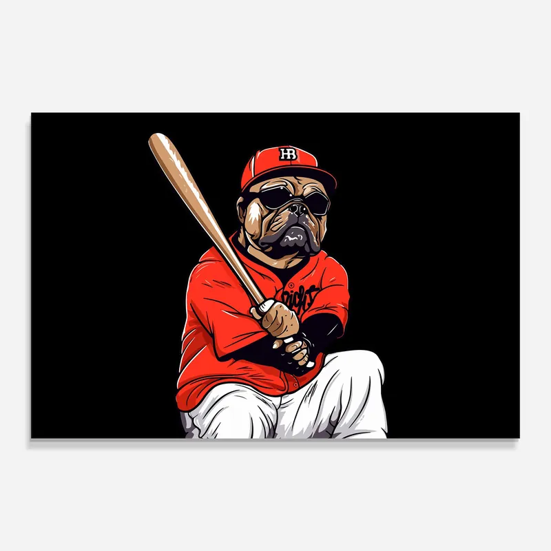 Glasbild Pug Baseball Neu Im Sortiment