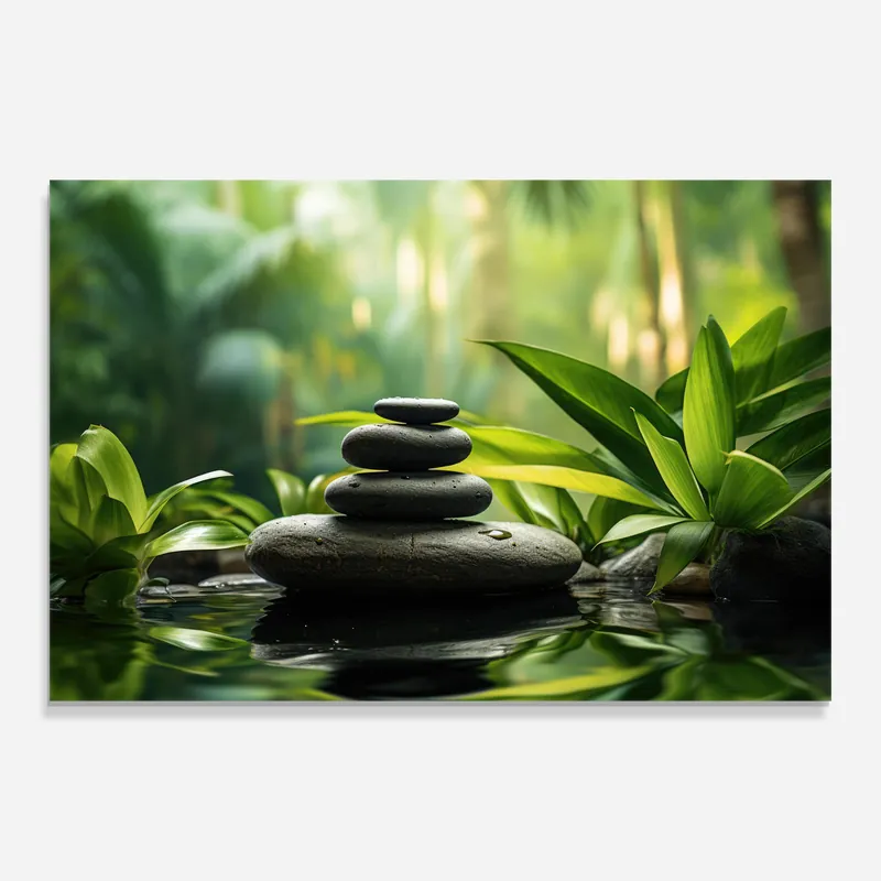 Geprüft Glasbild Zen Stones Pond