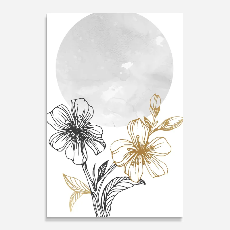 Glasbild Grey Moon Flowers Bestpreis