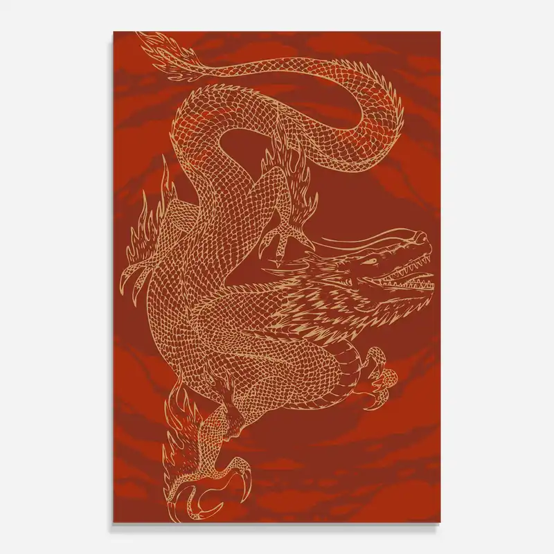 Glasbild Chinese Dragon Red Geprüft
