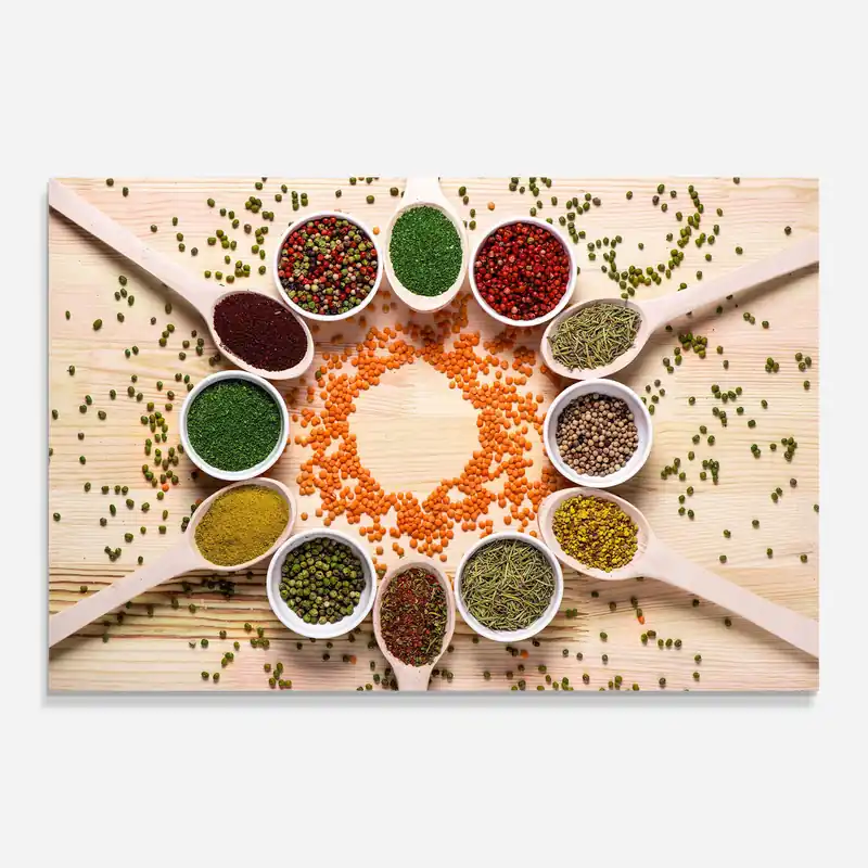 Direkt Vom Hersteller Glasbild Wooden Table Spices