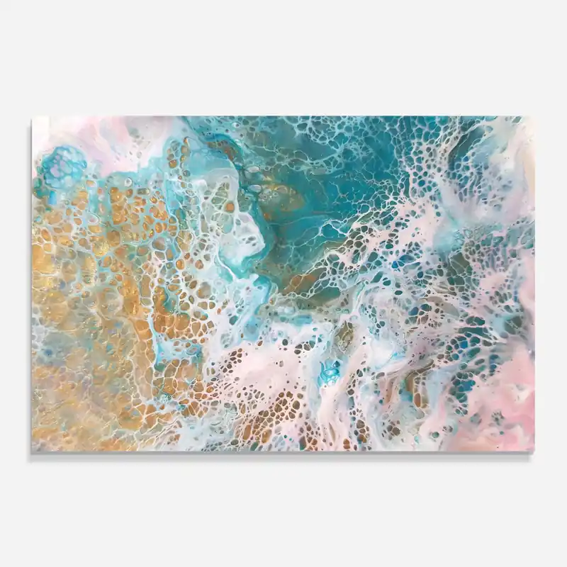 Echt Glasbild Ocean Gold Blue