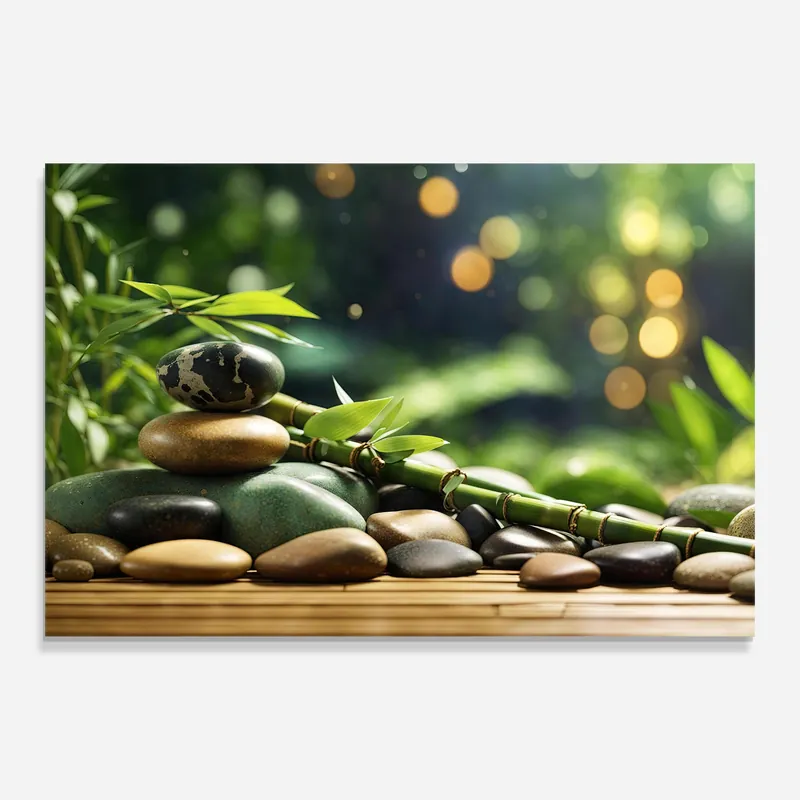 Aktuell Glasbild Spa Bamboo Stones