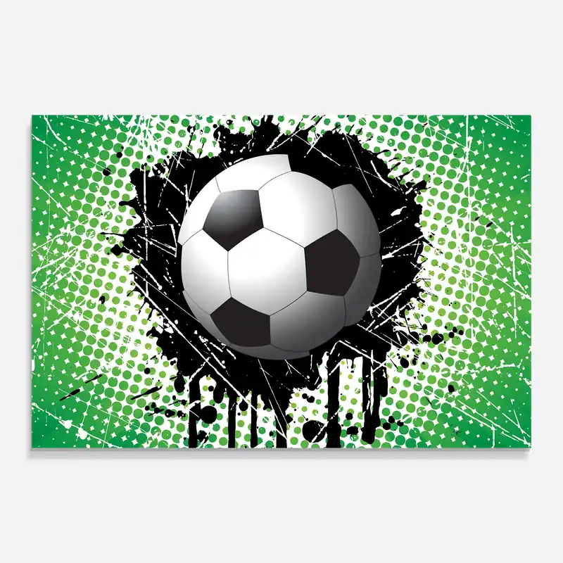 Nur Für Kurze Zeit Glasbild Green Black Football