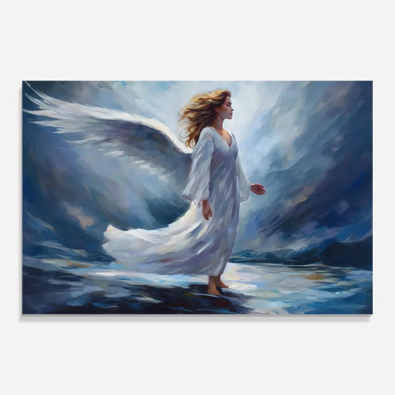 Gratis Versand Glasbild Wind Angel Woman
