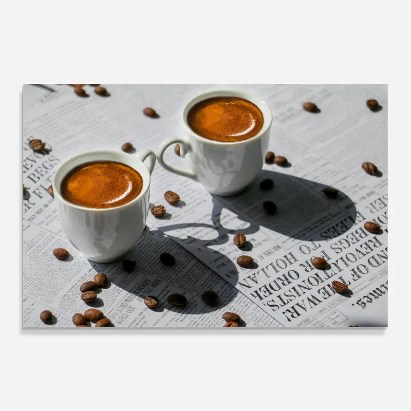 Glasbild Newspaper Coffee Kostenloser Rückversand