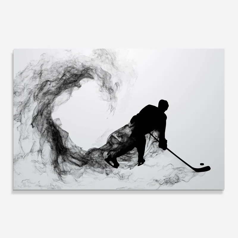 Kostenloser Versand Glasbild Hockey Smoke