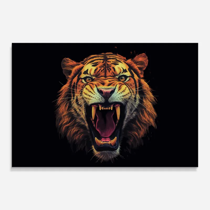 Finale Aktion Glasbild Tiger Bite