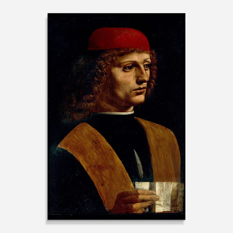 Glasbild Leonardo Da Vinci Portrait Of A Musician Pinacoteca Ambrosiana Billig