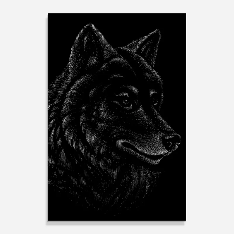 Heißes Angebot Glasbild Wolf Shillouette Head