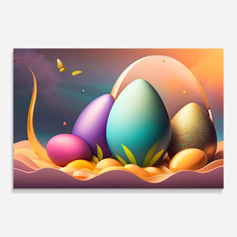 Nur Heute Glasbild Big Blue Easter Egg