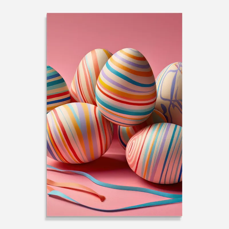 Neuheit Glasbild Easter Eggs Ribbons