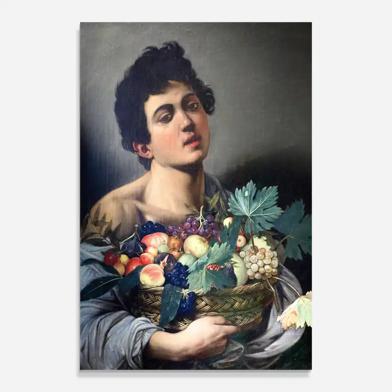 Glasbild Boy With A Basket Of Fruit Garantierte Lieferung