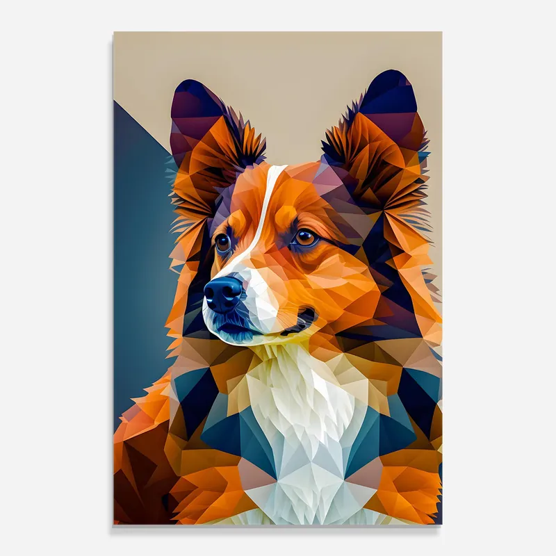 Neue Kollektion Glasbild Orange Blue Dog