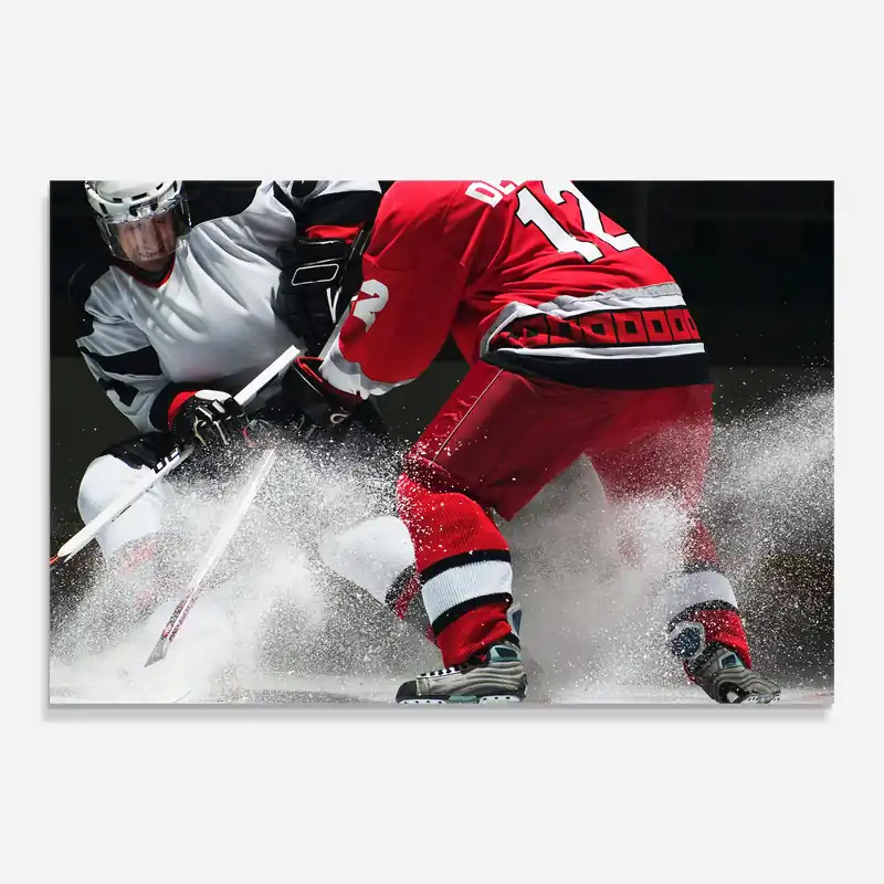 Kostenloser Rückversand Glasbild Red Hokey Player