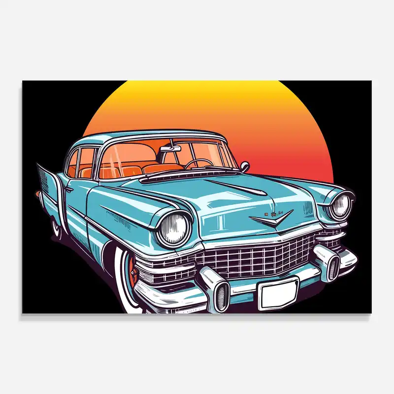 Preisreduziert Glasbild Blue Sunset Car