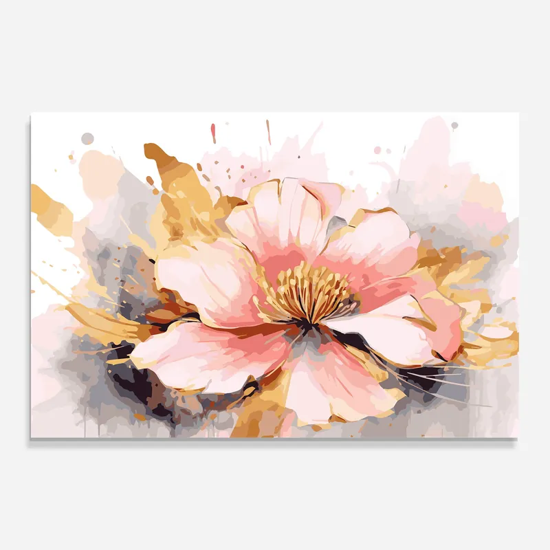 Direkt Vom Hersteller Glasbild Pink Gold Flower