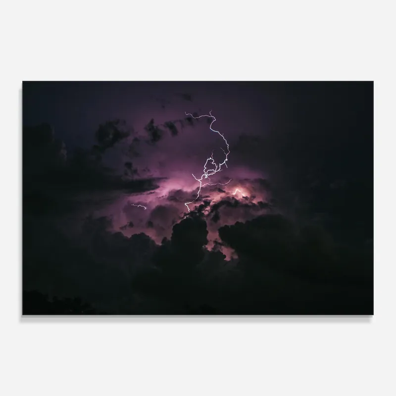 Neu Glasbild Purple Storm