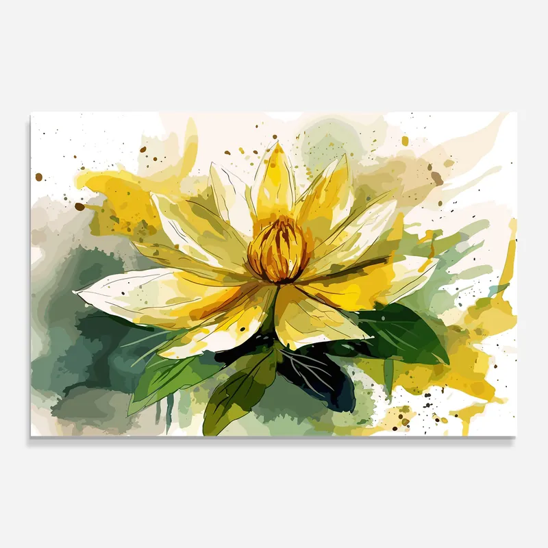Glasbild Yellow Flower Nature Echt