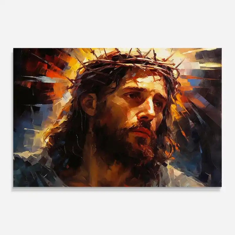Neu Im Sortiment Glasbild Jesus Crown