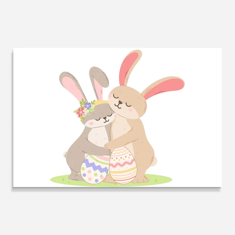 Preisreduziert Glasbild Easter Bunny Couple