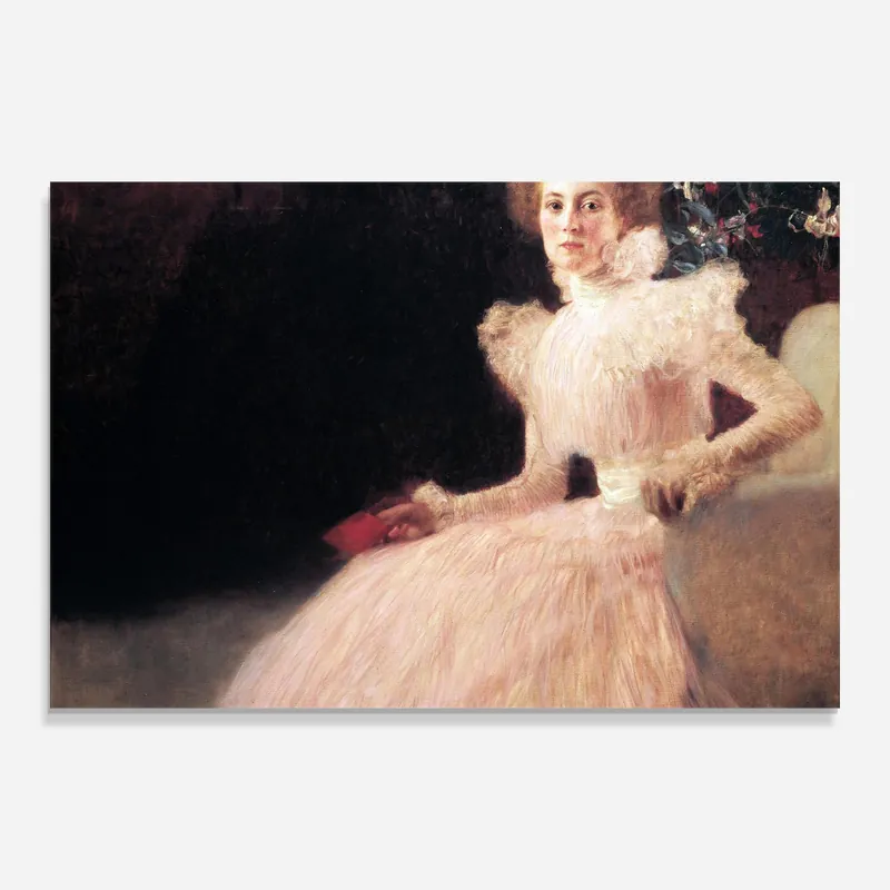 Sichere Zahlung Glasbild Gustav Klimt Pink Dress