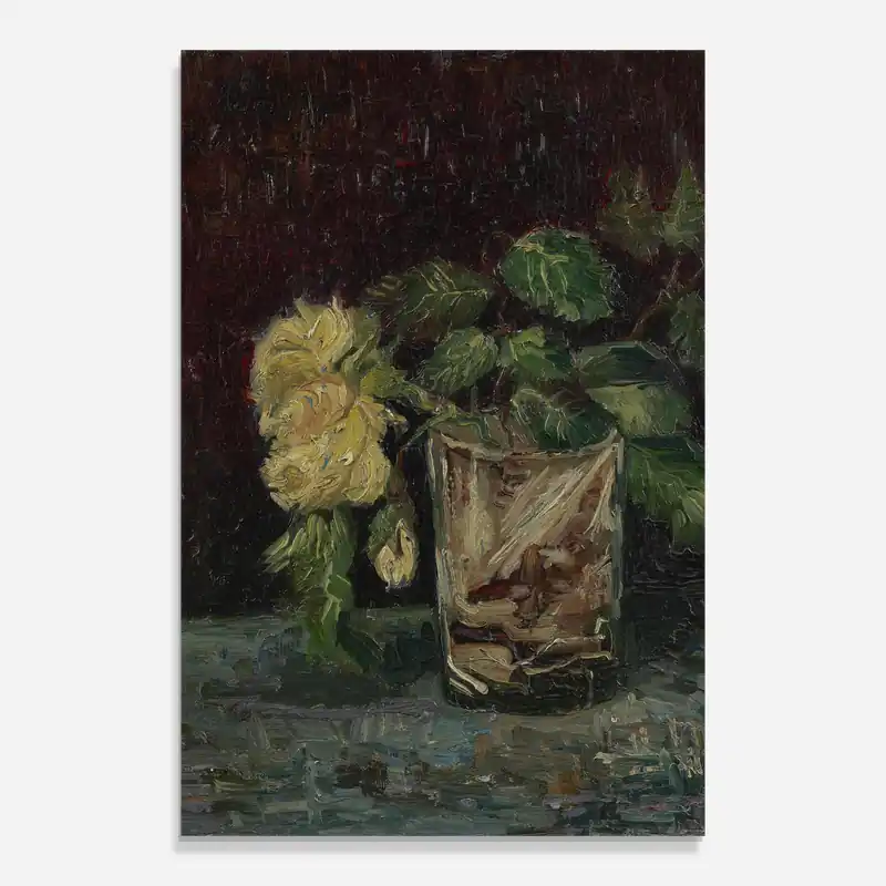 Glasbild Glas Met Gele Rozen Nur Für Kurze Zeit