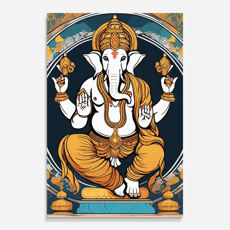 Glasbild Gold Ganpati Rabatt