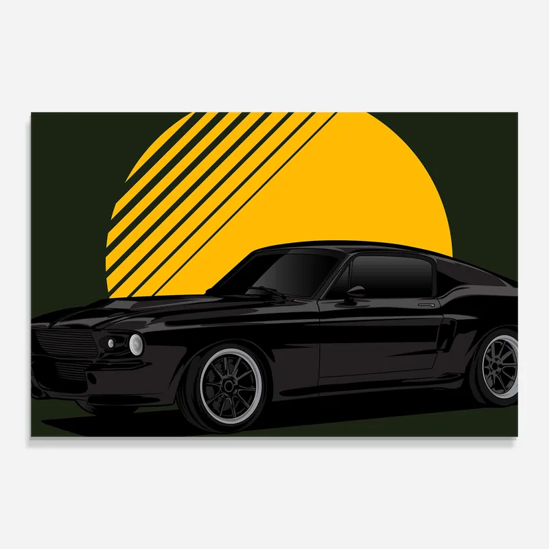 Glasbild Black Car Sun Neu Im Sortiment