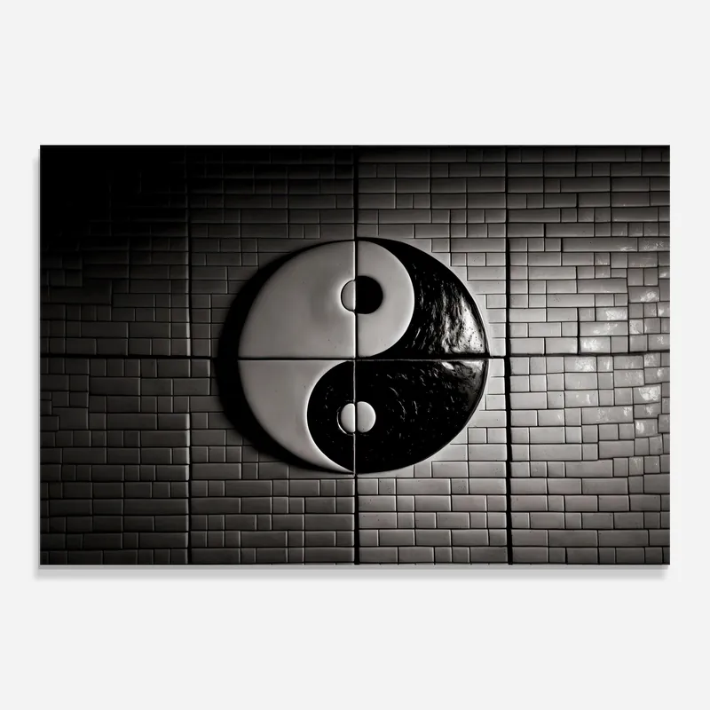 Glasbild Yinyang Tiles Wall Kostenloser Rückversand