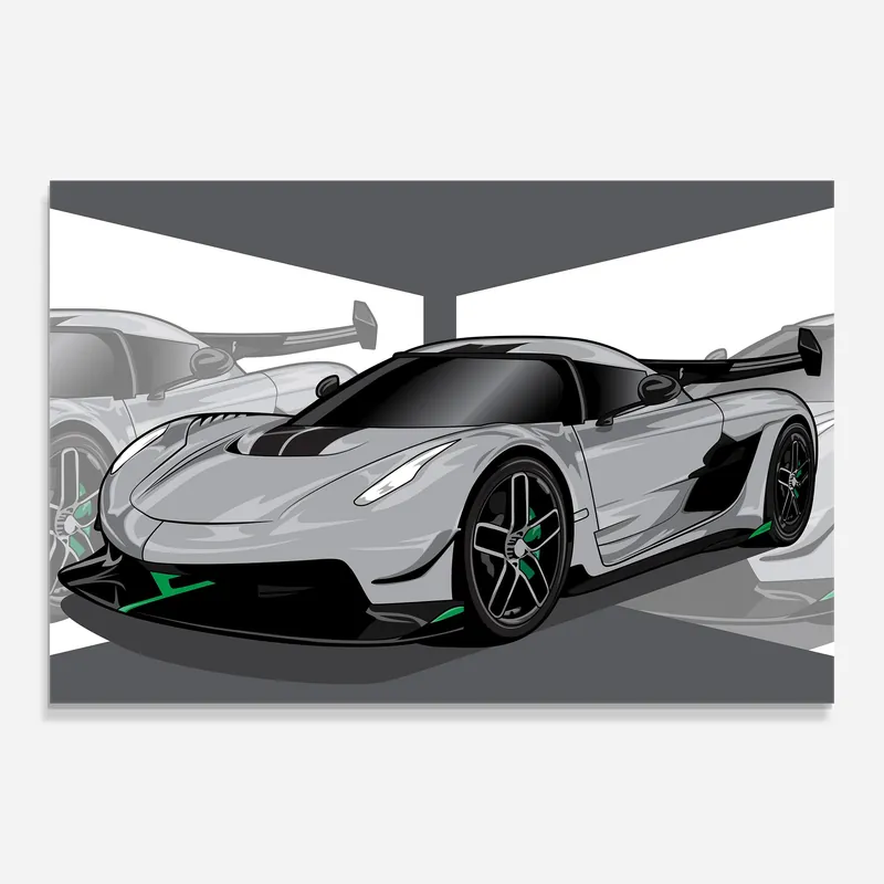 Schneller Versand Glasbild Grey Sport Car