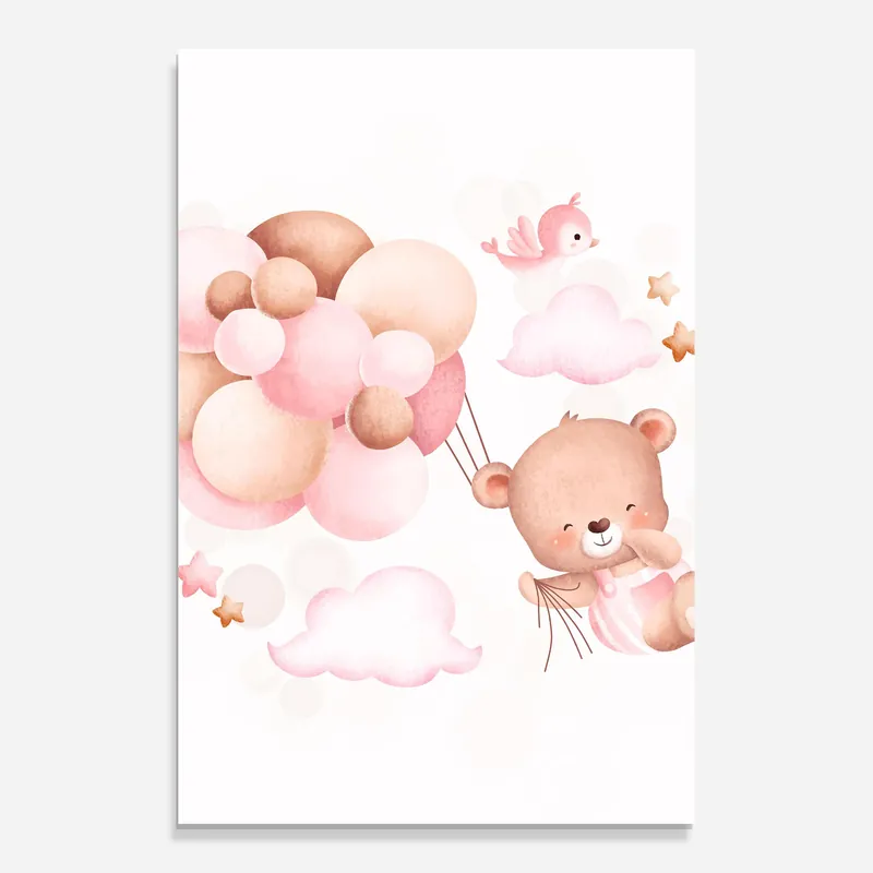 Glasbild Pink Bear Balloons Ausverkauf
