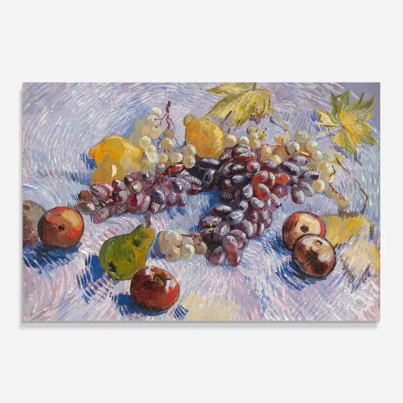 Geprüft Glasbild Grapes Lemons Pears