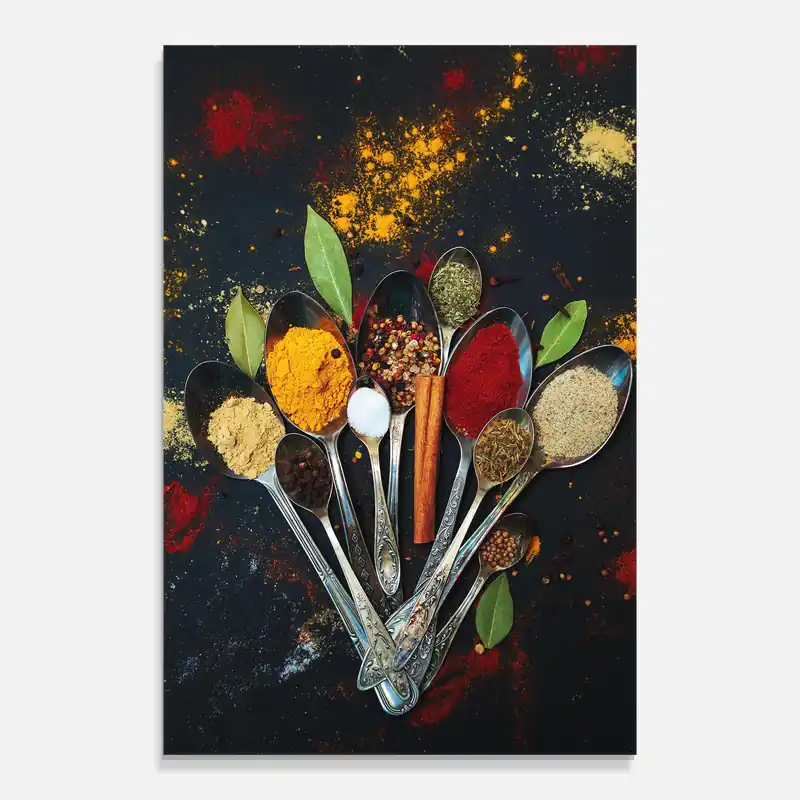 Glasbild Spices Cooking Spoons Schnäppchen