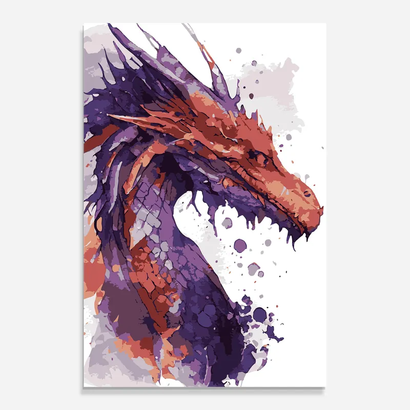 Nur Heute Glasbild Orange Purple Dragon