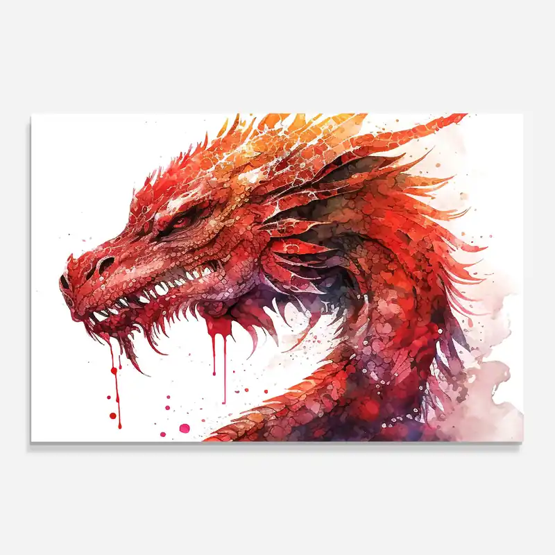 Wochenendangebot Glasbild Red Pretty Dragon