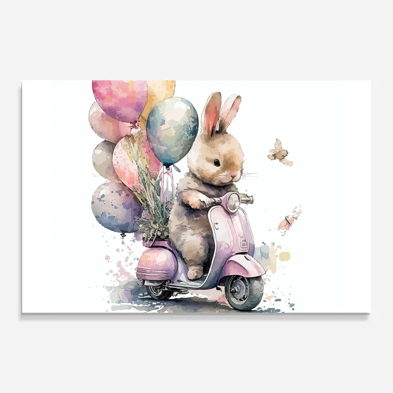 Versand Am Gleichen Tag Glasbild Bunny Driving