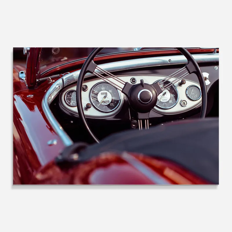 Schnäppchen Glasbild Classic Red Car