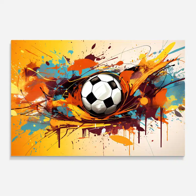 Abverkauf Glasbild Red Yellow Football Paint