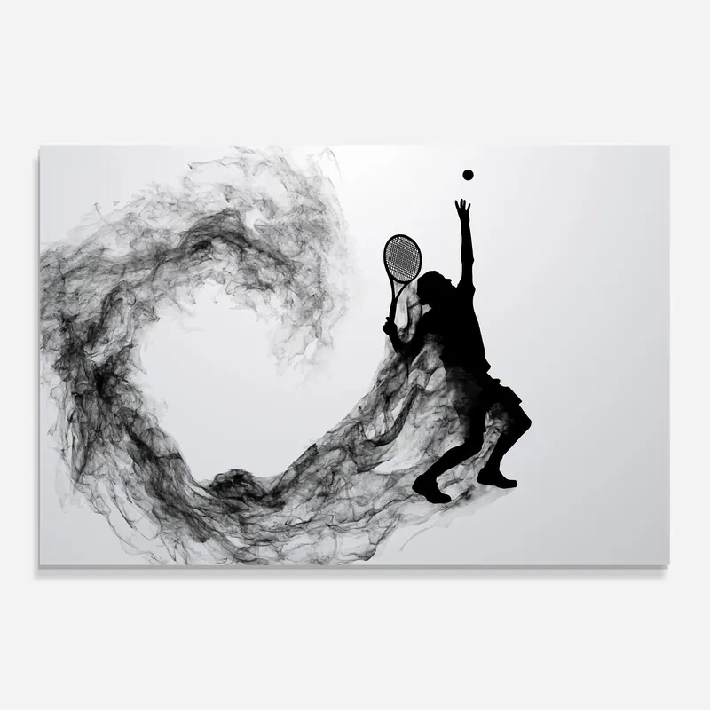 Glasbild Tennis Black Smoke Geprüft