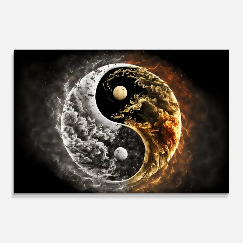 Meistverkauft Glasbild White Smoke Yinyang