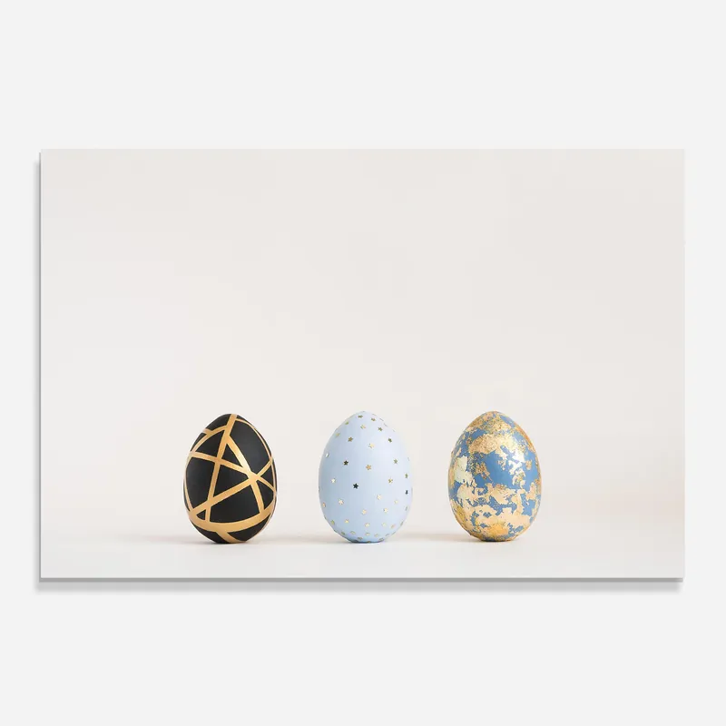 Sonderangebot Glasbild Three Easter Golden Eggs