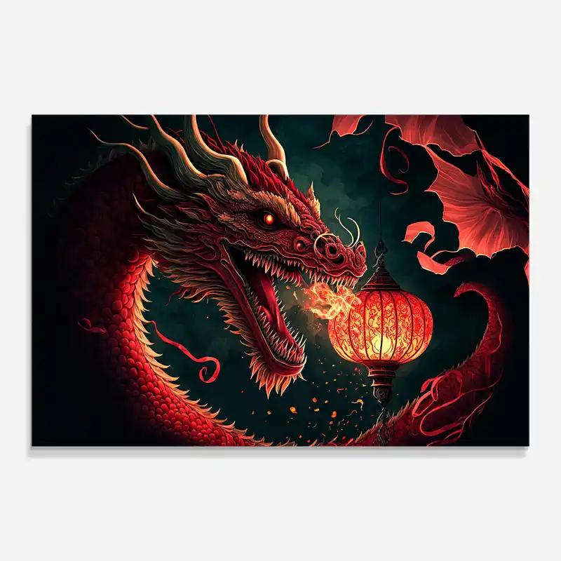 Kostenloser Versand Glasbild Red Fire Dragon