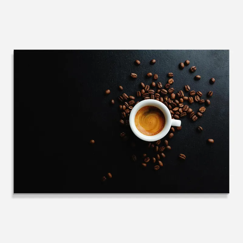 Sofort Bestellen Glasbild Cup Of Coffee On Black
