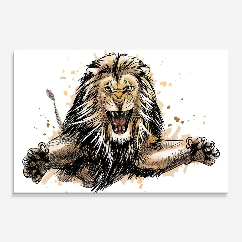 Glasbild Lion Jump Heißes Angebot