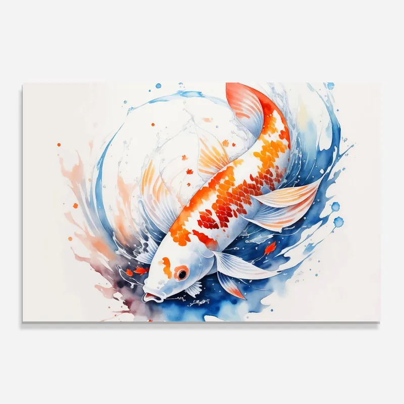 Glasbild Watercolor Koi Fish Nur Heute