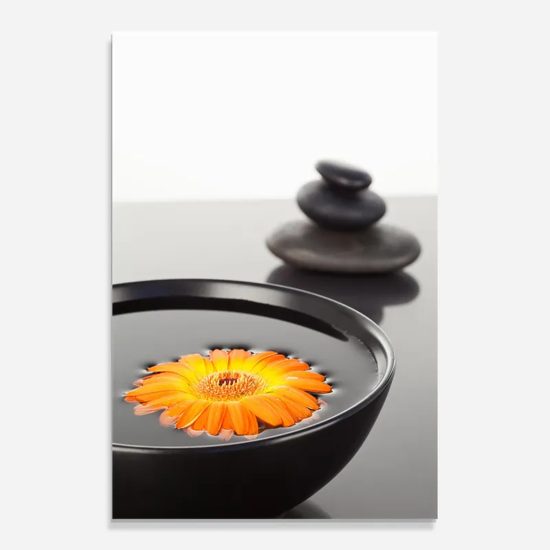 Glasbild Stone Orange Flower Sale