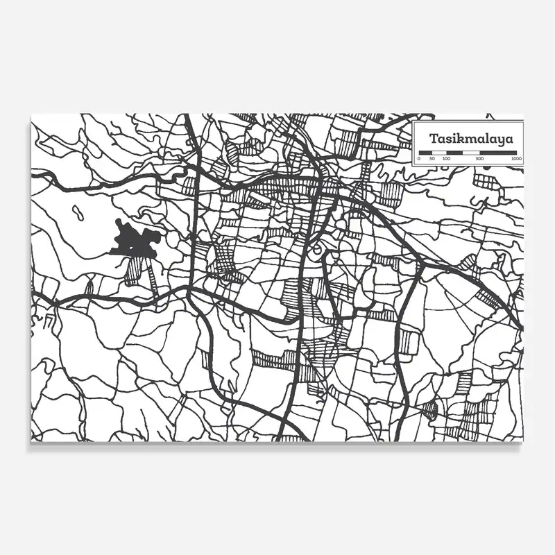Sofort Bestellen Glasbild Tasikmalaya Map
