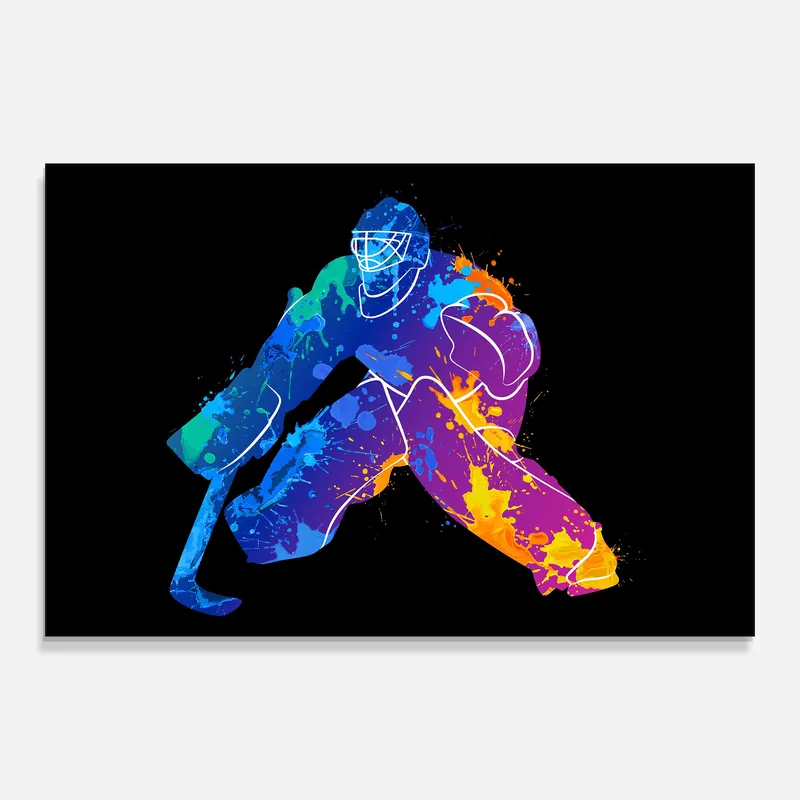 Glasbild Blue Purple Hockey Neu